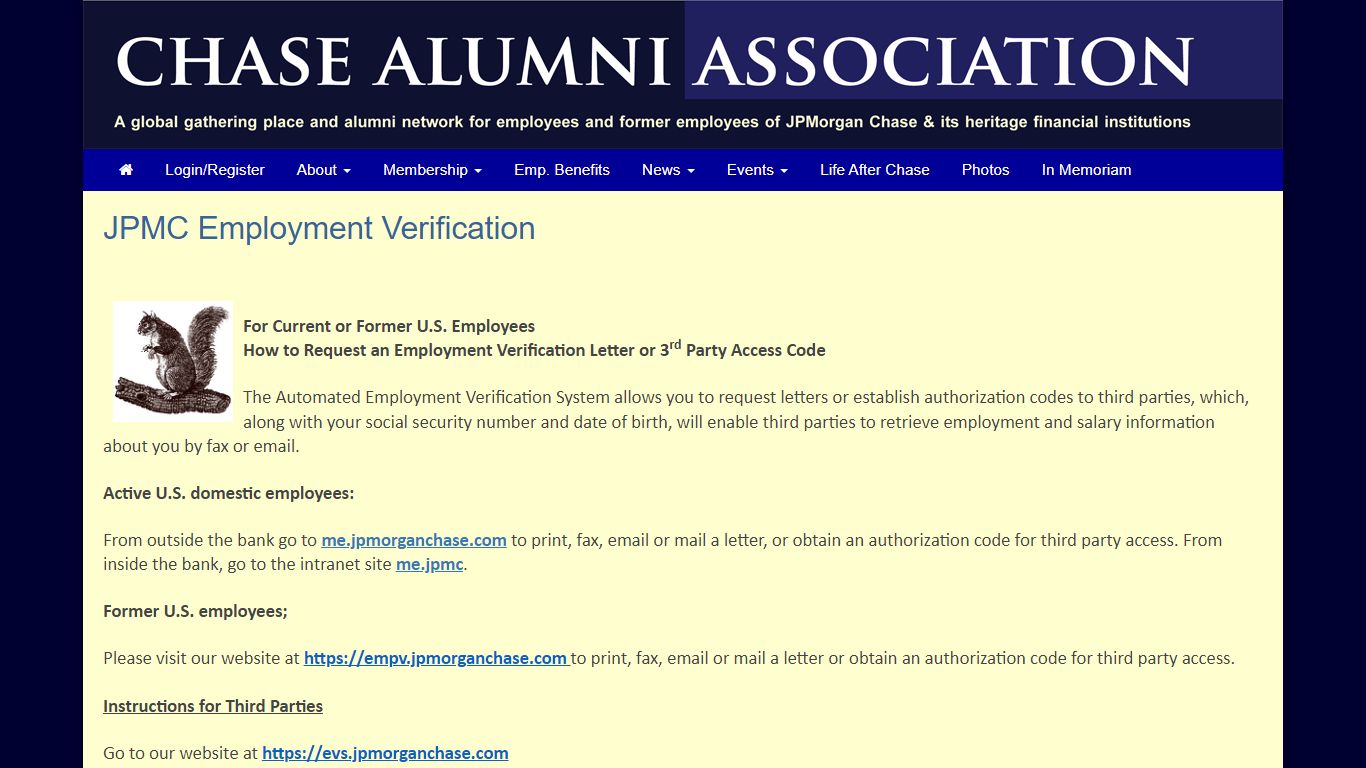 JPMC Employment Verification - Chase Alumni Association