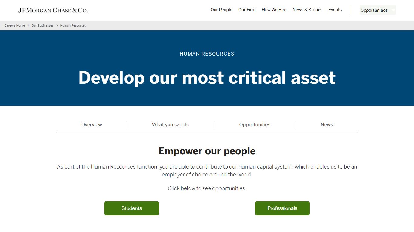 Human Resources | Jobs & Internships | JPMorgan Chase & Co.
